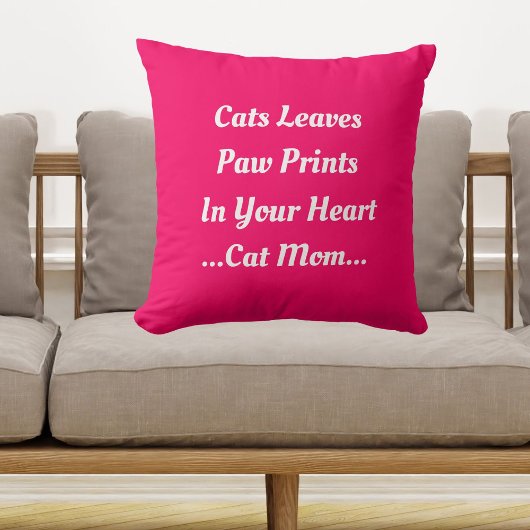 猫ママが心にプリントする可愛い可笑しいピンク クッション