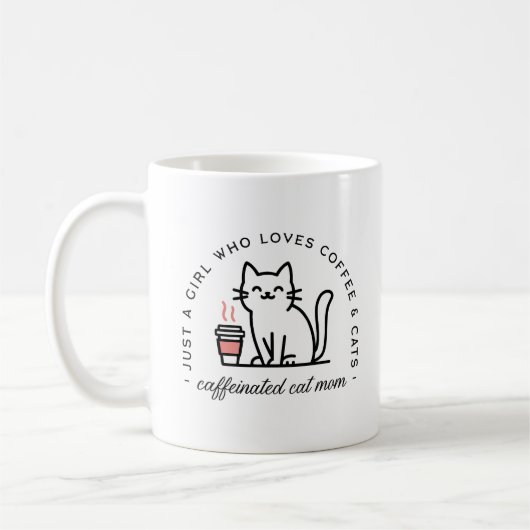猫ママとコーヒー中毒者ユーモア コーヒーマグカップ (左)