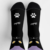 猫ママと猫パパ愛好家のための黒猫ソックスギフト ソックス (上部)