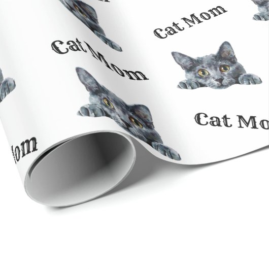 猫ママのこっそり顔 コラート水彩パターン ラッピングペーパー (ロールコーナー)