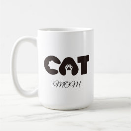 猫ママのコーヒーマグ - かわいい猫の文字入りパウ コーヒーマグカップ