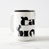 猫ママのシルエット タイポグラフィ ツートーンマグカップ (正面左)