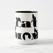 猫ママのシルエット タイポグラフィ ツートーンマグカップ (中央)