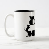 猫ママのシルエット タイポグラフィ ツートーンマグカップ (左)