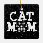 猫ママの足跡と猫の毛 セラミックオーナメント (正面)