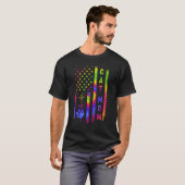 猫ママの鼓動タイダイアメリカ国旗Mot用 Tシャツ (正面フル)
