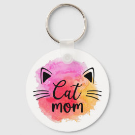 猫ママカラフルかわいい猫顔 キーホルダー