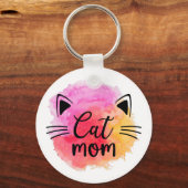 猫ママカラフルかわいい猫顔 キーホルダー (正面)