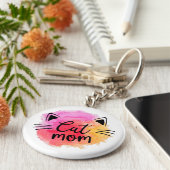 猫ママカラフルかわいい猫顔 キーホルダー (側面)