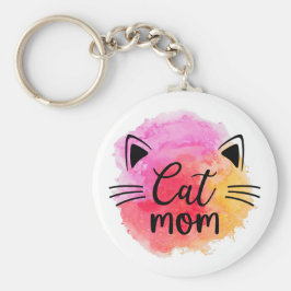猫ママカラフルかわいい猫顔 キーホルダー