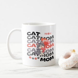 猫ママギフト かわいい子犬 ハート カスタムネーム コーヒーマグカップ