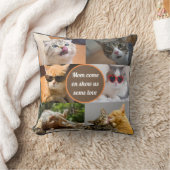 猫ママ可愛いモダンペットパーソナライズされたフォトコラージュ クッション (ブランケット)