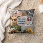 猫ママ可愛いモダンペットパーソナライズされたフォトコラージュ クッション (ブランケット)