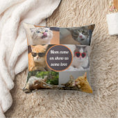 猫ママ可愛いモダンペットパーソナライズされたフォトコラージュ クッション (ブランケット)
