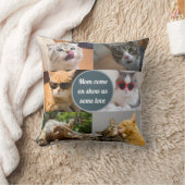 猫ママ可愛いモダンペットパーソナライズされたフォトコラージュ クッション (ブランケット)