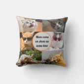 猫ママ可愛いモダンペットパーソナライズされたフォトコラージュ クッション (正面)