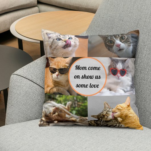 猫ママ可愛いモダンペットパーソナライズされたフォトコラージュ クッション