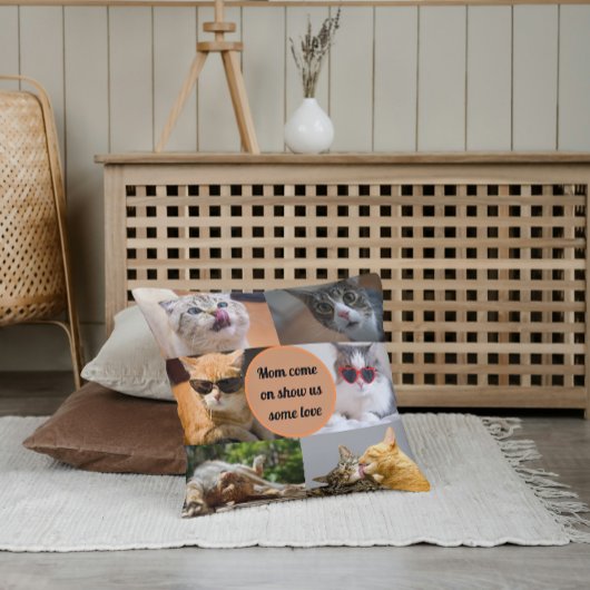 猫ママ可愛いモダンペットパーソナライズされたフォトコラージュ クッション