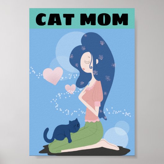 猫ママ女の子と猫アートポスター ポスター (正面)