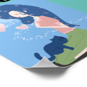 猫ママ女の子と猫アートポスター ポスター (角)
