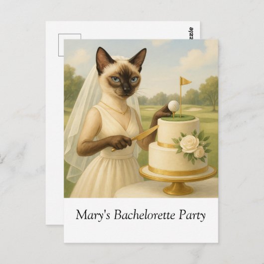 猫ママ女性ゴルファー用ゴルフバチェロレッテ ポストカード (正面/裏面)