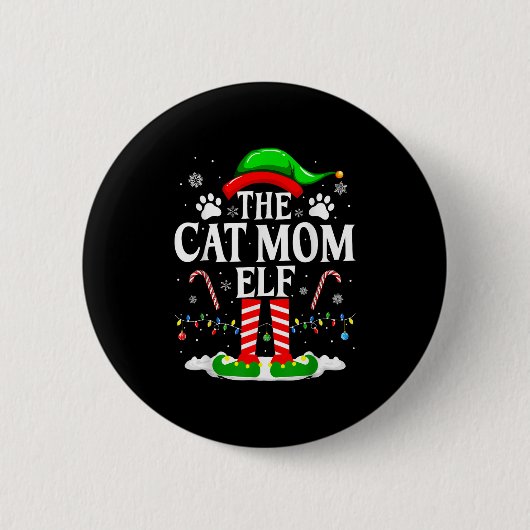 猫ママ小妖精や小人クリスマス猫おもしろい好きクリスマスCa 缶バッジ (正面)