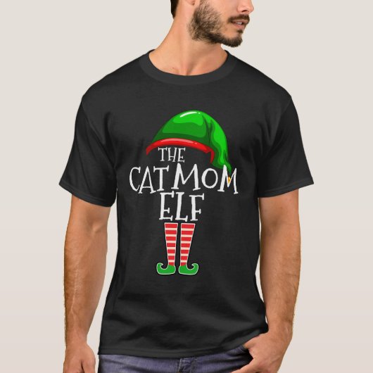 猫ママ小妖精や小人グループマッチングファミリークリスマスギ Tシャツ (正面)