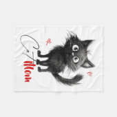 猫ママ母の日のプレゼント フリースブランケット (正面(横))
