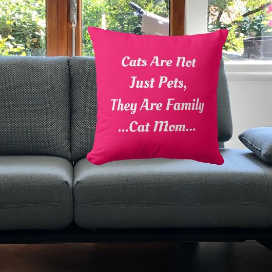 猫ママ猫が家族を可愛いピンクにおもしろいする クッション