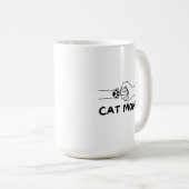 猫ママ猫の手と女性の手プリント コーヒーマグカップ (正面右)
