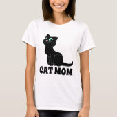 猫ママ笑顔の黒猫Tシャツティー Tシャツ (正面)