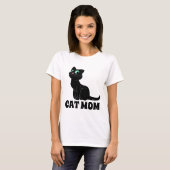 猫ママ笑顔の黒猫Tシャツティー Tシャツ (正面フル)
