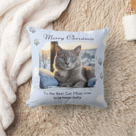 猫ママ アイスブルー ペットフォト クリスマス クッション