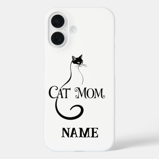 猫ママ エレガント ミニマリスト 黒猫 タイポグラフィ Case-Mate iPhoneケース (裏面)