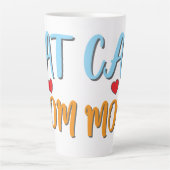 猫ママ – オプションのパーソナライズ付きかわいい猫 カフェラテマグ (正面)