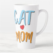 猫ママ – オプションのパーソナライズ付きかわいい猫 カフェラテマグ (右)