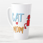 猫ママ – オプションのパーソナライズ付きかわいい猫 カフェラテマグ (左アングル)