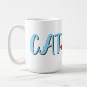 猫ママ – オプションのパーソナライズ付きかわいい猫 コーヒーマグカップ (左)