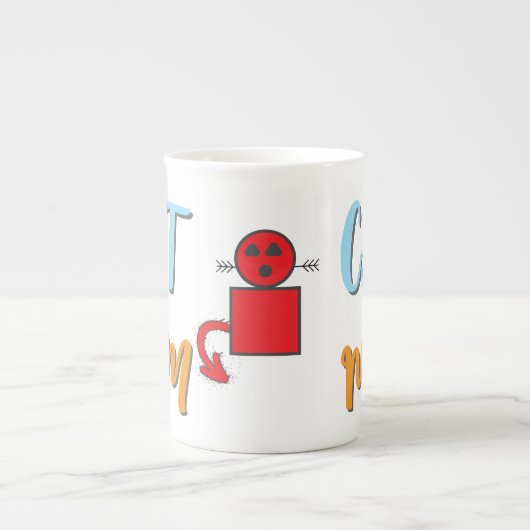 猫ママ – オプションのパーソナライズ付きかわいい猫 ボーンチャイナマグカップ (正面)