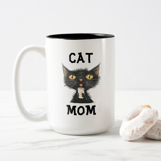 猫ママ コーヒーマグ ツートーンマグカップ (ドーナツ)