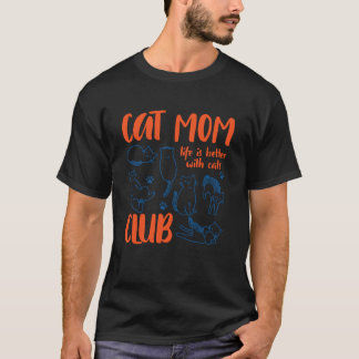 猫ママ ソーシャルクラブ 猫と一緒が最高 ネコバカ Tシャツ