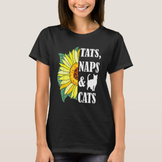 猫ママ タトゥー 昼寝 & 猫 子猫 ひまわり 猫 飼い主 Tシャツ