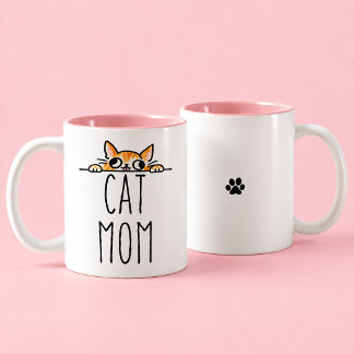 猫ママ ネコ好き かわいい ツートーンマグカップ