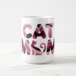 猫ママ ピンク抽象芸術マグカップ コーヒーマグカップ