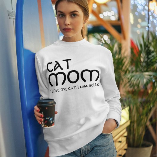 猫ママ ペット好き ユーモア名言 かわいい 黒と白 スウェットシャツ