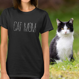 猫ママ ミニマリスト ホワイト タイポグラフィ Tシャツ