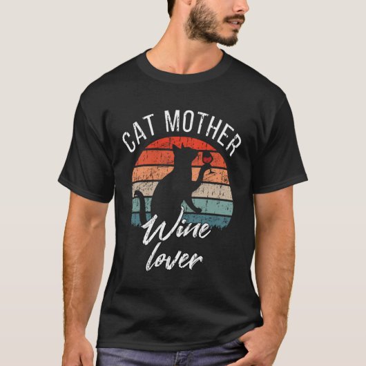 猫ママ ワイン ねこ飼い Tシャツ (正面)