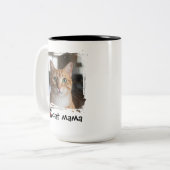 猫ママ 写真 猫好き 保護活動 愛猫家 ツートーンマグカップ (正面左)