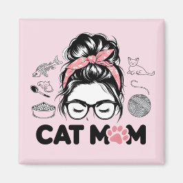 "猫ママ" 可愛い猫好き女性向けグッズ マグネット