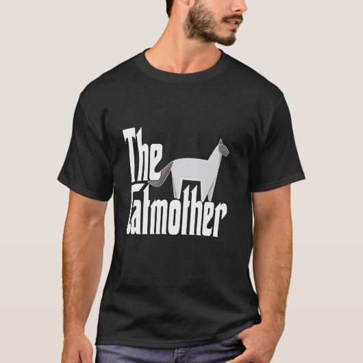 猫ママ 幾何学 猫母 ネコのお母さん Tシャツ (正面)